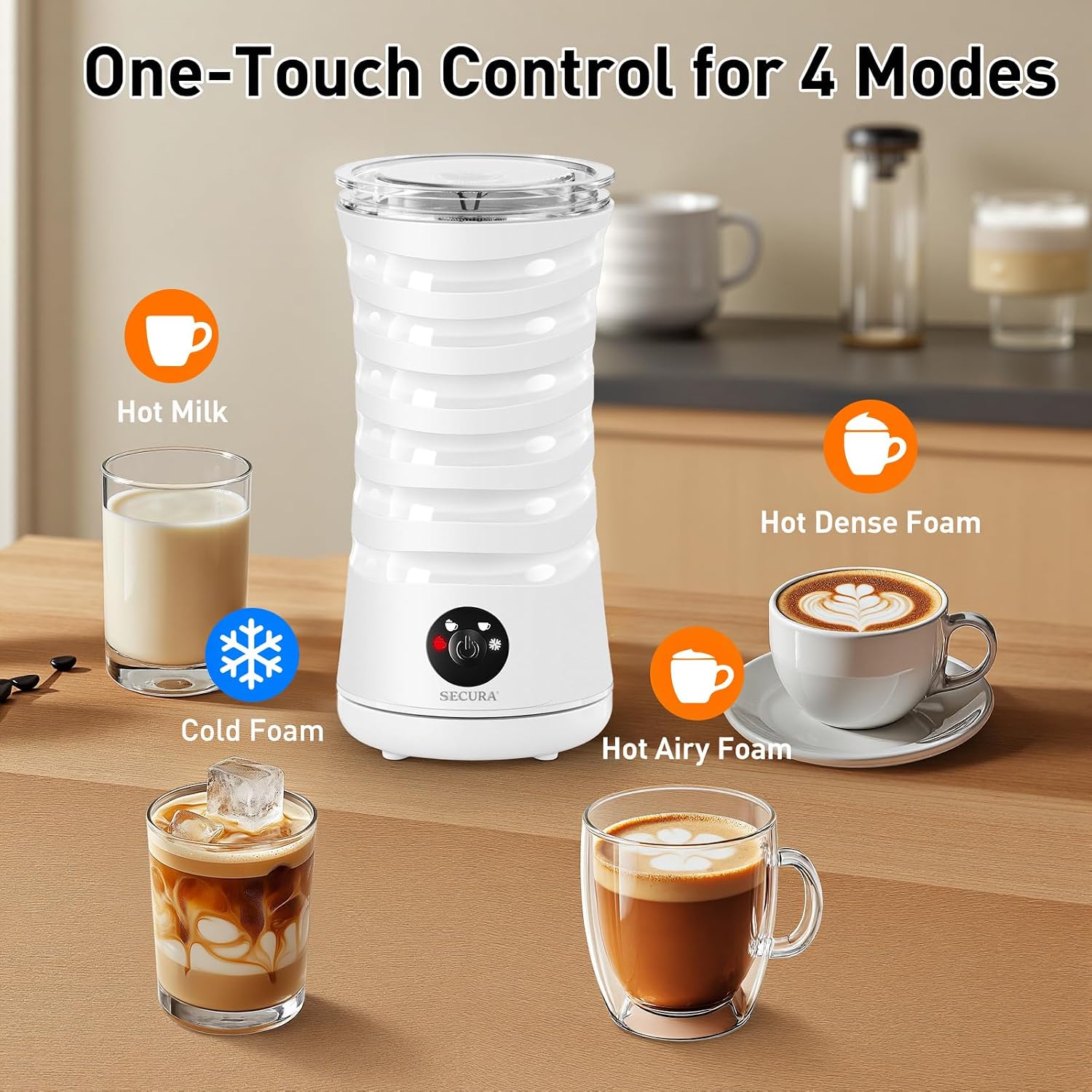 Electric Milk Frother, Automatic Milk Steamer, 4-IN-1 Hot & Cold Foam Maker-8.4oz/240ml Milk Warmer for Latte