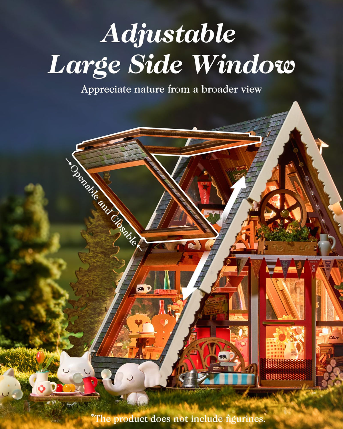 DIY Miniature Forest Tiny House Kit-A-Frame Cabin with LED Lights