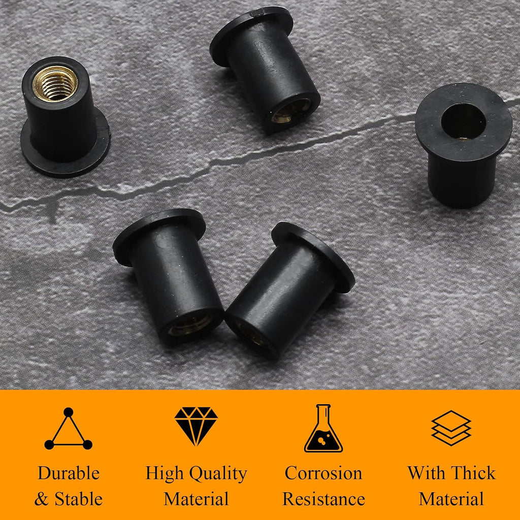 12Pcs M5 Rubber Well Nuts