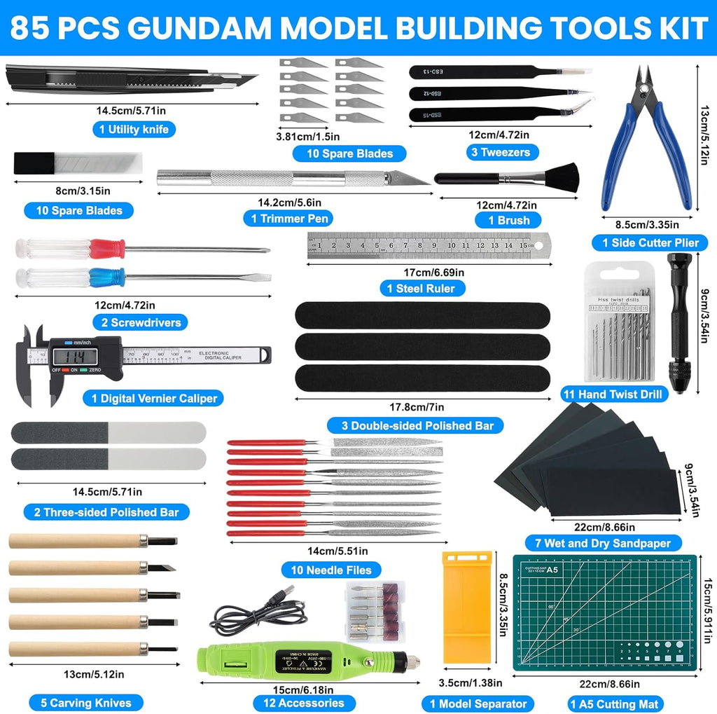 Gundam Tool Kit, 85 Pcs Professional Model Tool Kit for Gundam, Modeling Tools for Plastic Models, Gunpla Tool Kits