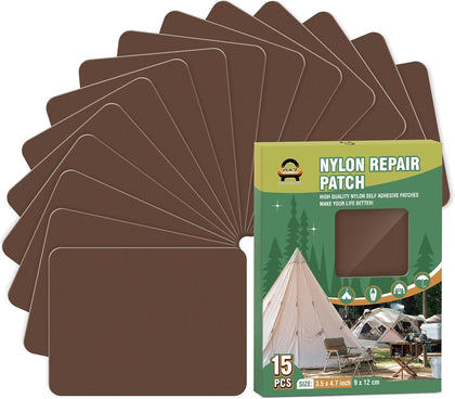 15 Pieces 3.5 x 4.7 inch Nylon Repair Patches Nylon Fabric Patch Self-Adhesive Tent Repair Tape Waterproof
