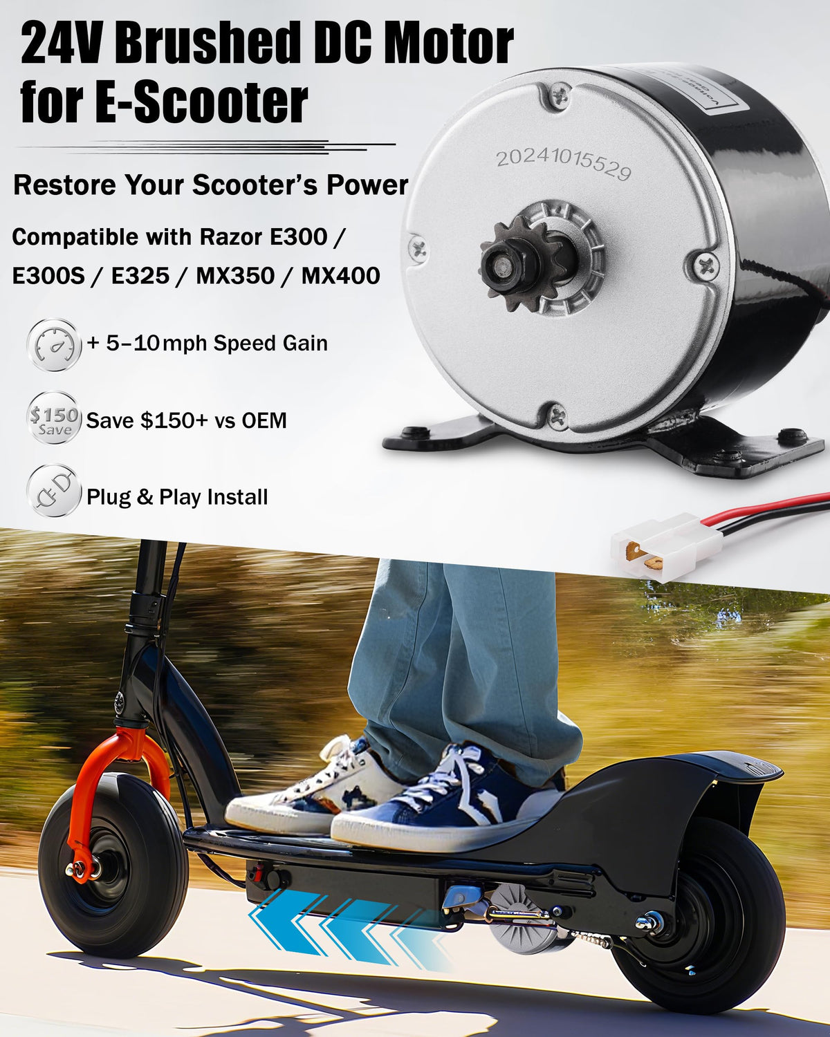 Replacement Motor Competible with Razor E300 E300S E325 MX350 MX400