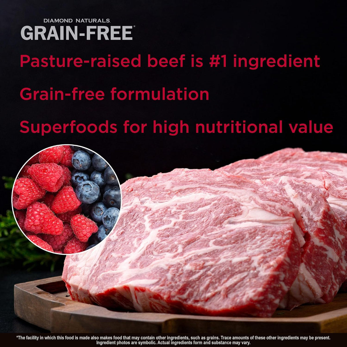Grain Free Real Meat Recipe Premium Dry Dog Food With Real Pasture Raised Beef 5Lb