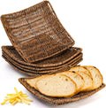 6 Pack Imitation Wicker Bread Baskets, 9 x 9 Inch Square Bread Baskets for Serving Fast Food Baskets Fruit Baskets