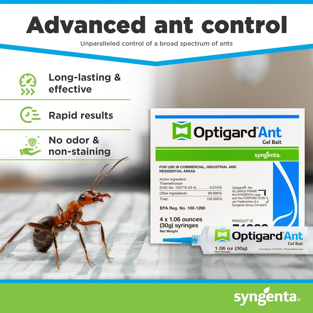 TRTD11568 - Optigard Ant Bait Gel Box - 4 Tubes w/ Plunger - 30g each tube, White