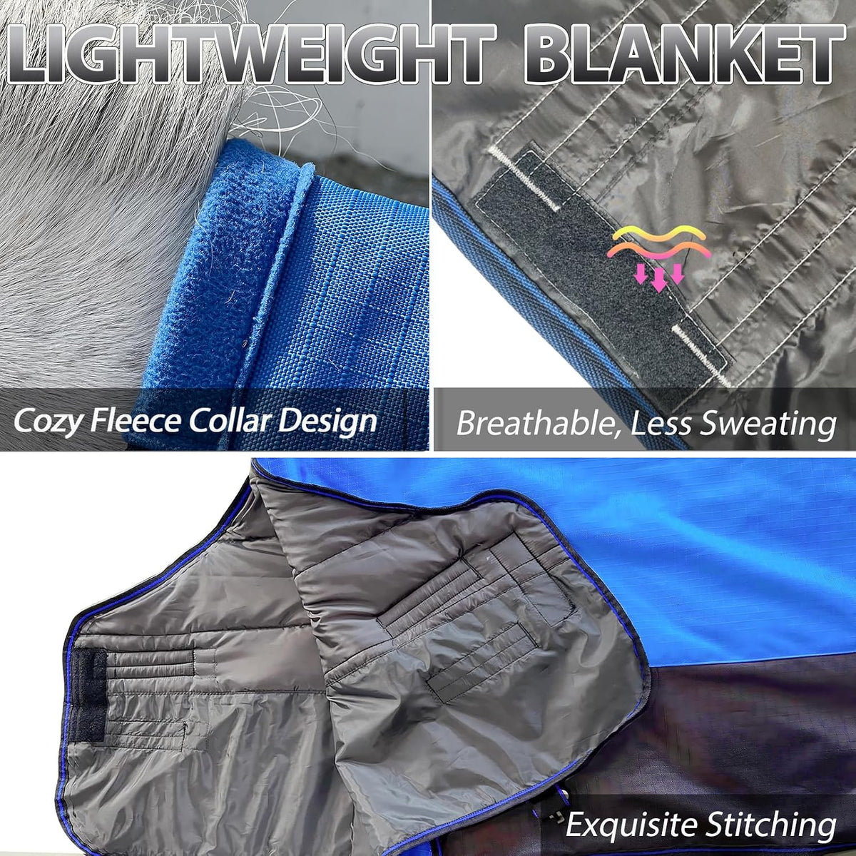 1200D Fall Horse Turnout Sheet (0g No Fill) Horse Blanket,Dark Blue 69''