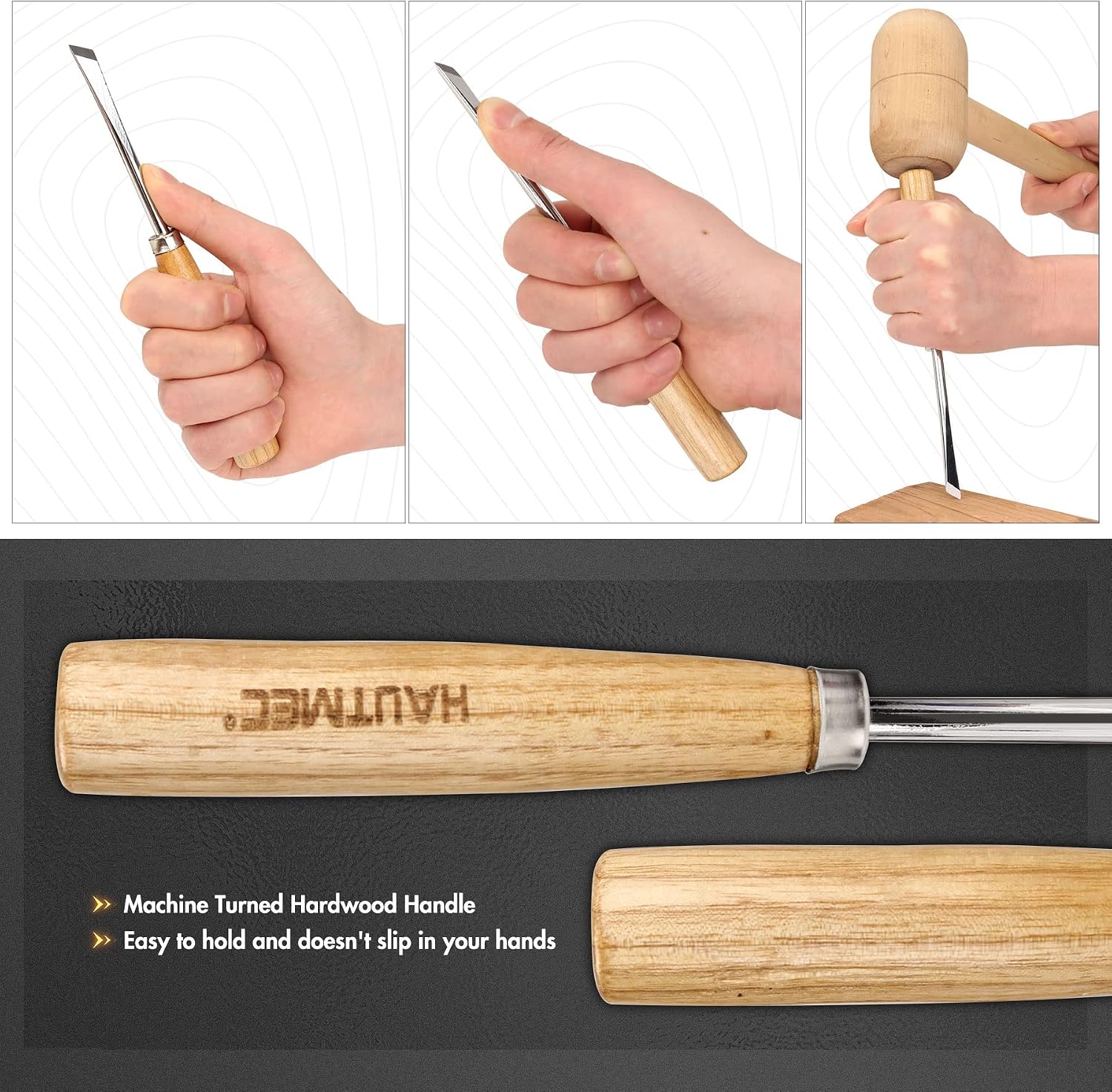 Wood Carving Tools, 6-Piece Wood Chisel Sets, CRV Steel Blades with Rust-Resistant Electrolytic Coating, Fishtail