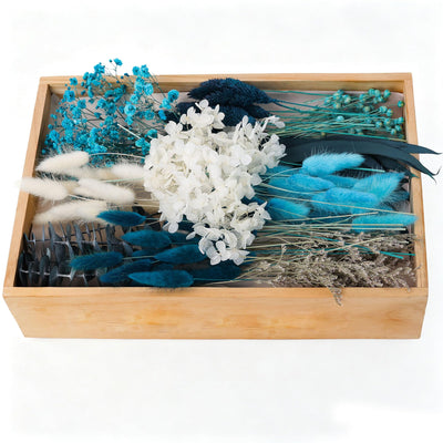 Dried Wild Flower Craft Kit, Bouquet Supplies Mixed Dried Flowers. (Blue)