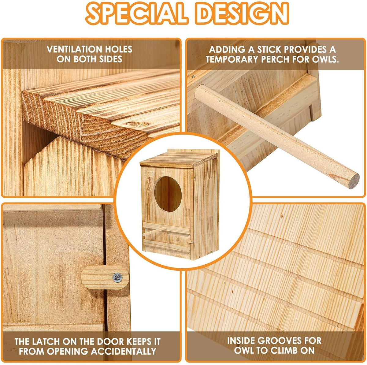 Large Great Horned Owl House,23''x 14''x 10''Barn Owl Box for Outside