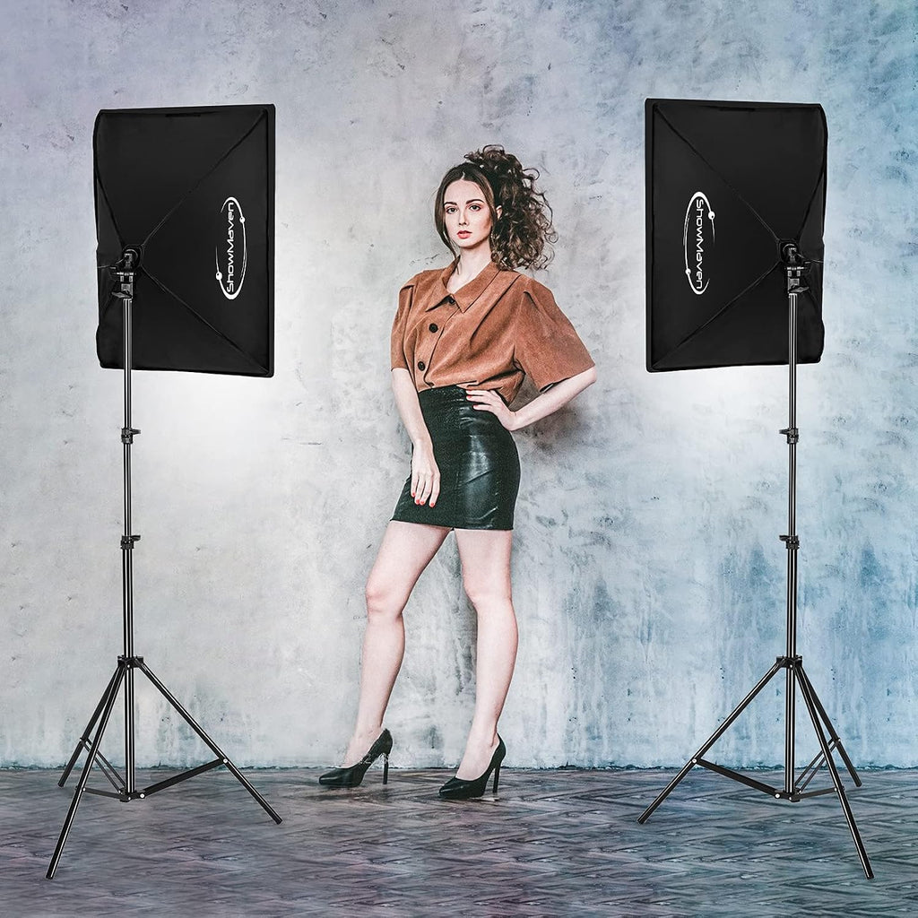 Softbox Lighting Kit, Studio Lights with 2 135W Bulbs 5500K Continuous Photography Lighting Kit for Filming Portrait