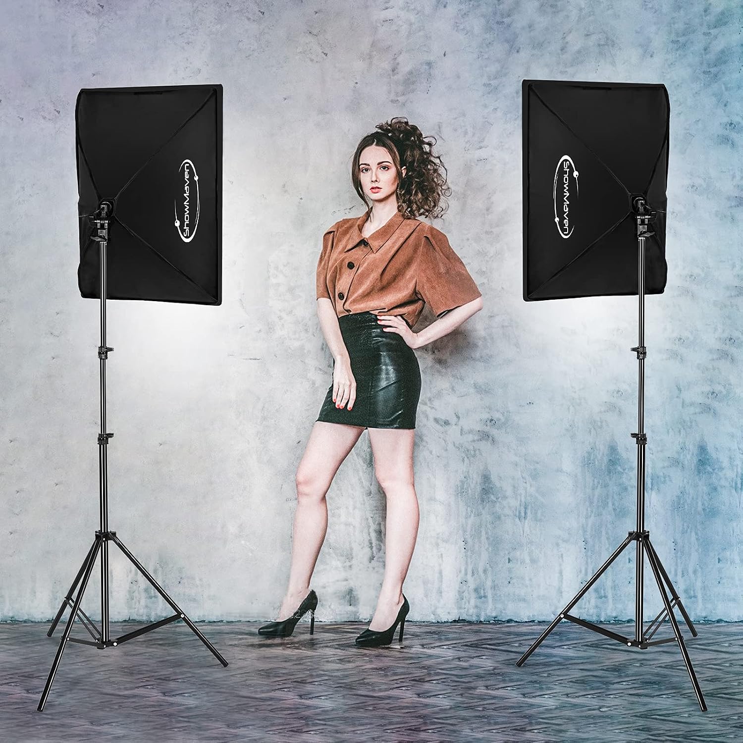 Softbox Lighting Kit, Studio Lights with 2 135W Bulbs 5500K Continuous Photography Lighting Kit for Filming Portrait