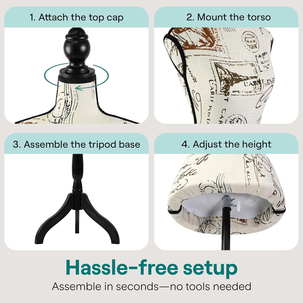 Female Torso Mannequin Display - Sturdy and Durable, Adjustable Dress Form (52-64"), Lightweight, Easy-to-Assemble