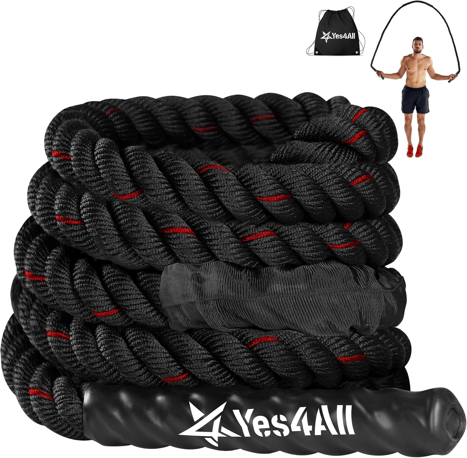 Weighted Jump Rope, 2.8LB Heavy Skipping Rope with Anti-Slip Double Layer Handle & Protective Sleeve for Fitness
