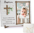 Baptism Gifts for Boys Girls, Baptism Photo Frame with Gift Box, Leaf
