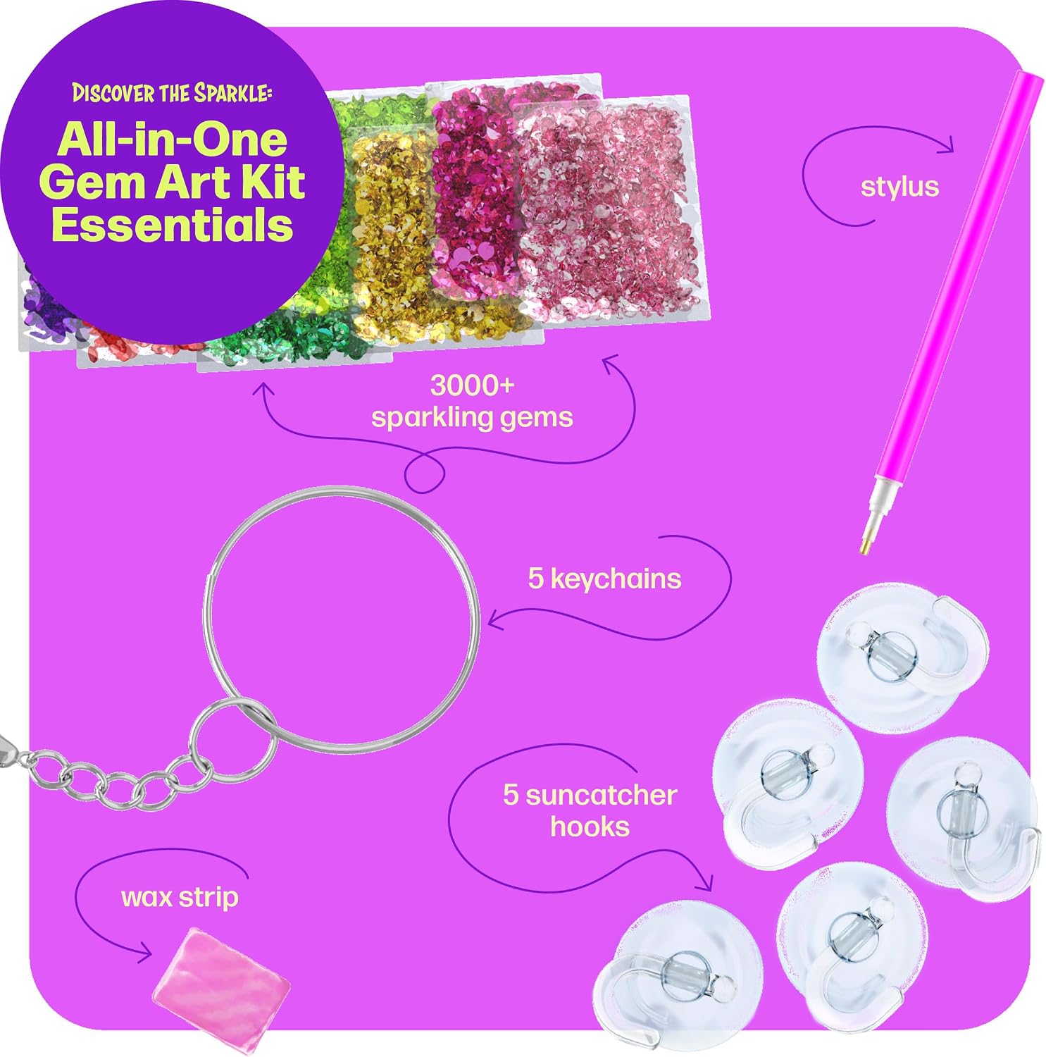 Diamond Art Kit for Kids - Gem Painting - Arts & Crafts Kits for Ages 6-12 - Gifts for 6, 7, 8, 9, 10, 11, 12 Year