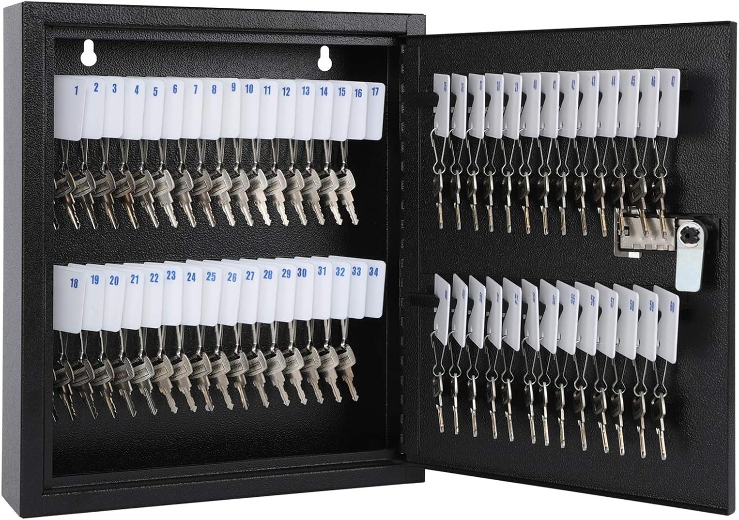 Key Box, Wall Mount 60 Key Cabinet, Combination Lock, Black | Numbered Key Storage Organizer, Secure Lock Box, Key