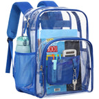 Clear Backpack for School - 17 inch Heavy Duty Bookbag, Bright Blue