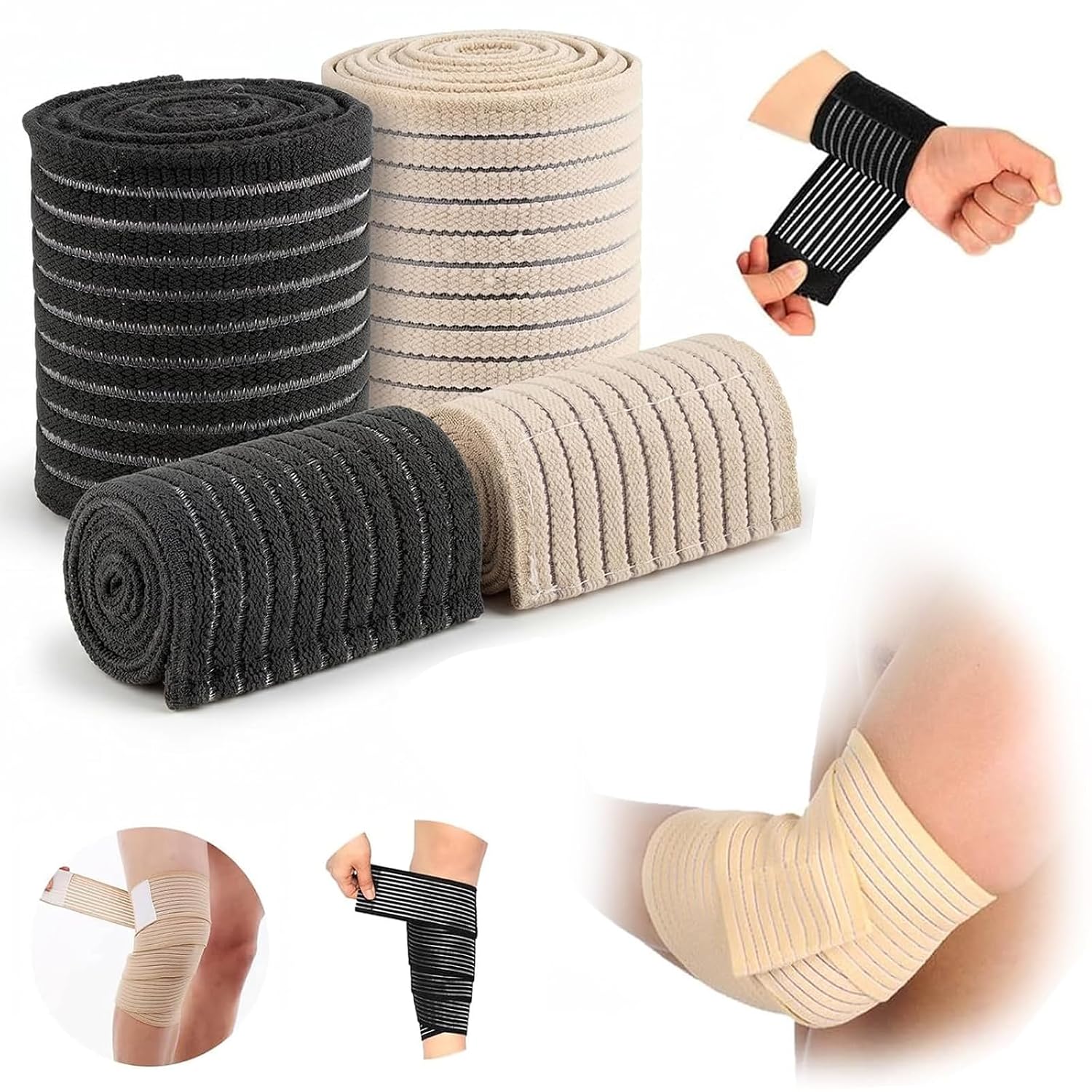 Calf Compression Sleeves 4 Pcs Adjustable Wrap Knee Ankle Wrist