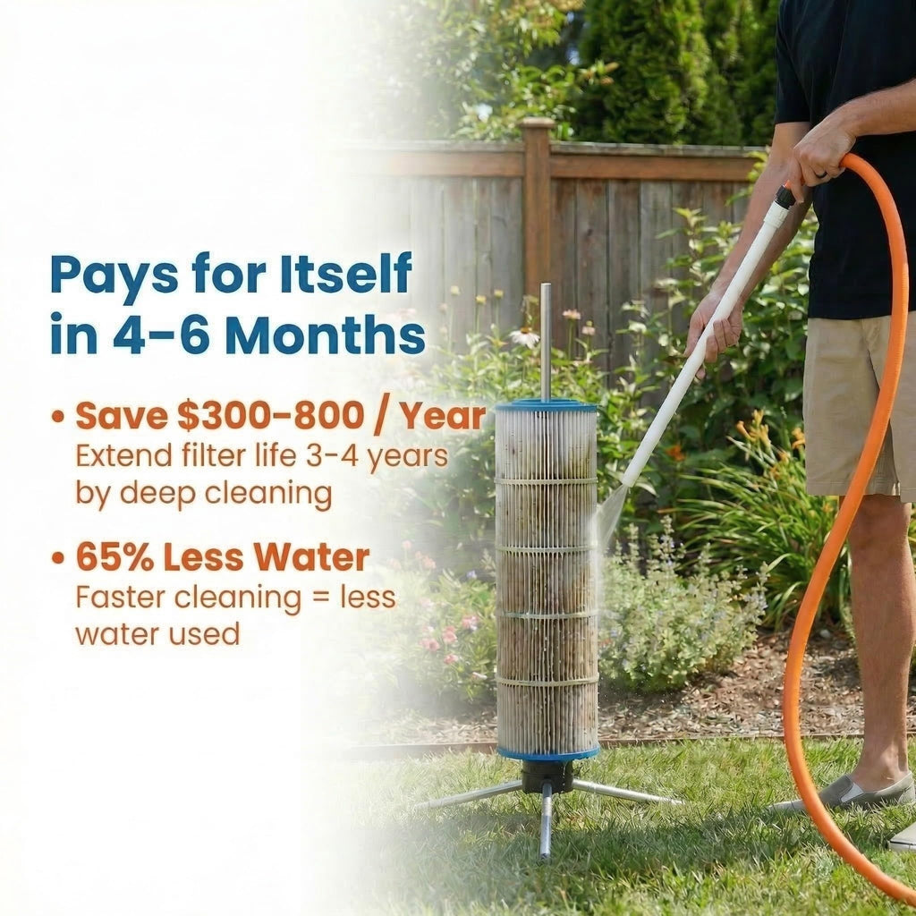 Cyclone Pool Filter Cleaner PRO | Spinning Stand, XL Wand + Pro Bag