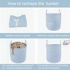 Cotton Rope Laundry Basket Hamper for Clothes, light blue