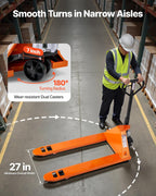Pallet Jack, 6600 lbs Load Capacity, Manual Pallet Truck with 48L x 27W Inch Forks for Material Handling, 3.35-7.1