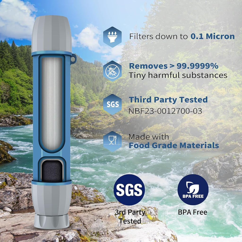 Emergency Water Filter Straw for Survival, Camping & Hiking, 4 Pack | Personal Water Filter, Portable Water Purifier
