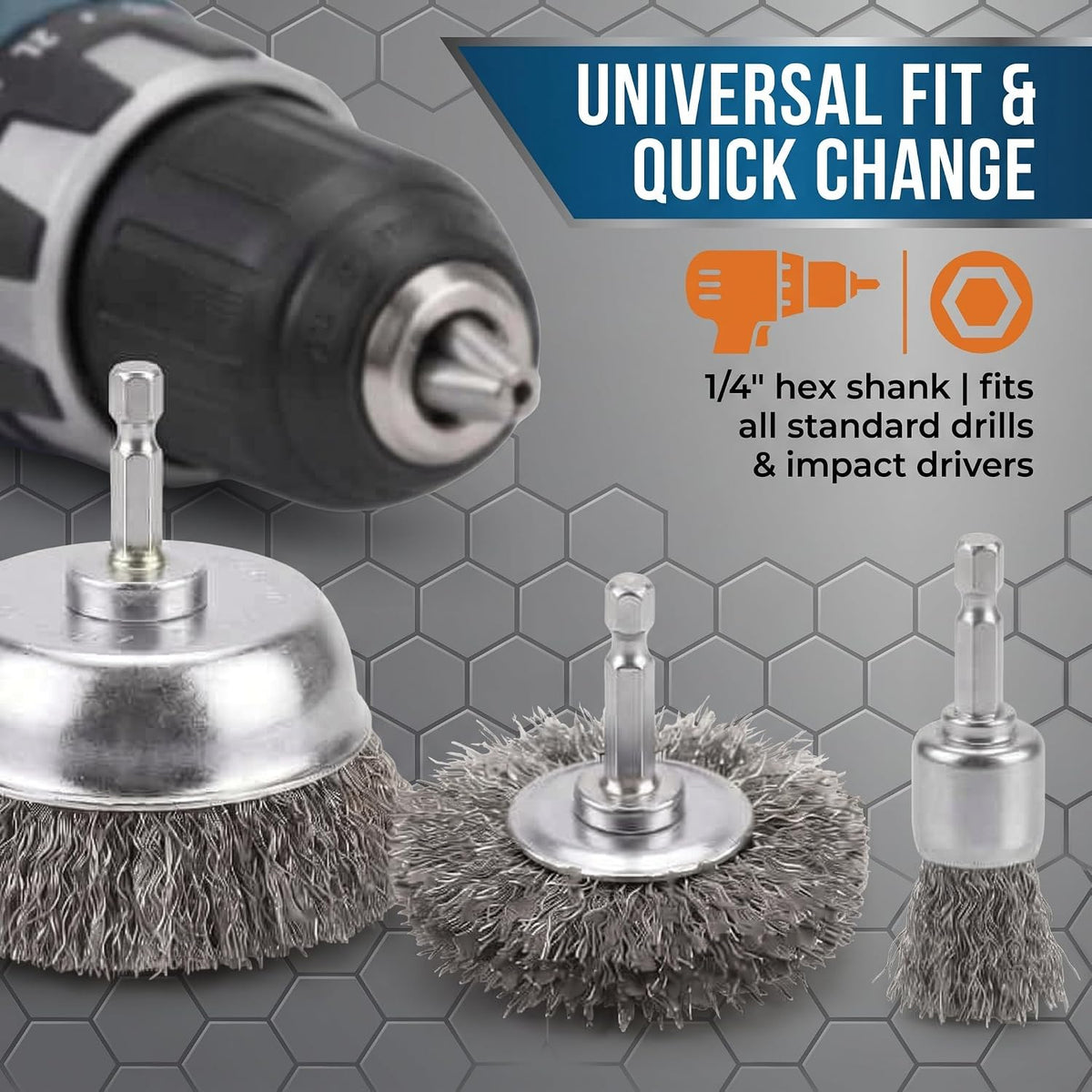 VESTTIO 21PCS Wire Brush for Drill, Carbon Steel Cup, End & Wheel Brush Set