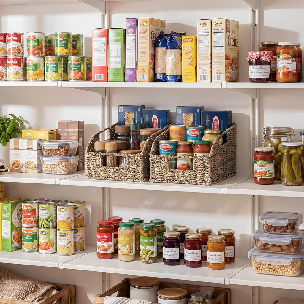 Wicker Baskets for Organizing, Pantry Organizers and Storage, Seagrass Storage Basket for Pantry Shelves, Natural, 2