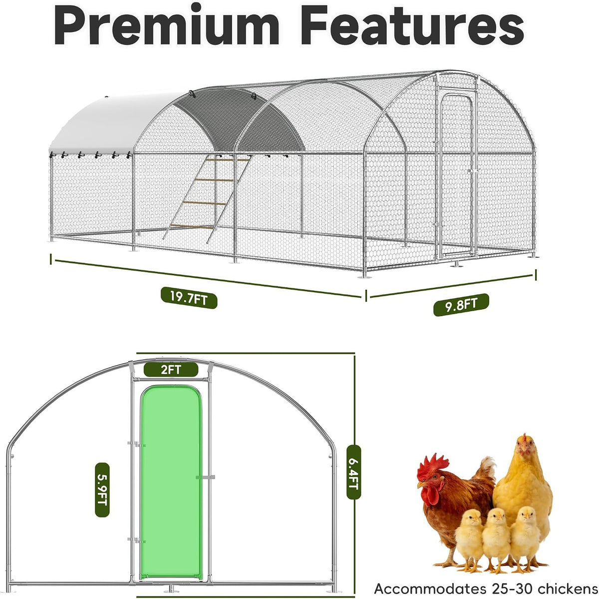 23.2x9.8 FT Extra Large Metal Chicken Coop, Walk-in Poultry Run Pen