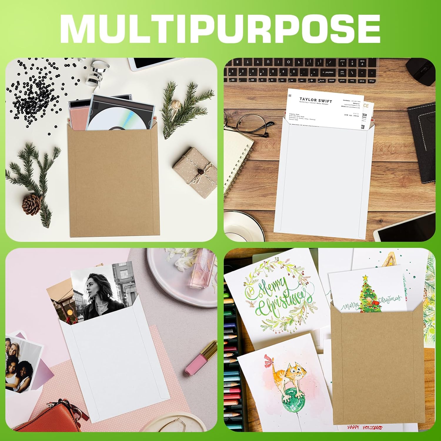 Rigid Mailers Brown 9x12 for Photo, Document and Books, 50 Pack | Easy Self Seal and Peel Cardboard Mailers, No Bend