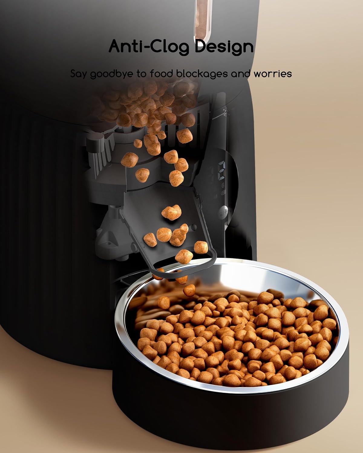 Automatic Cat Feeder, 4L Cat Food Dispenser with Portion Control, 1-6 Meals Per Day, 10s Voice Recording, Slow Feed