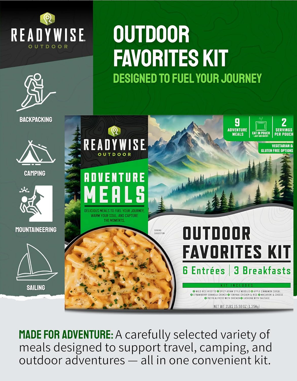 Freeze Dried Survival Food Kit, Multicolor, 18 Servings Emergency Food Supply for Long Term Food Storage, Camping &