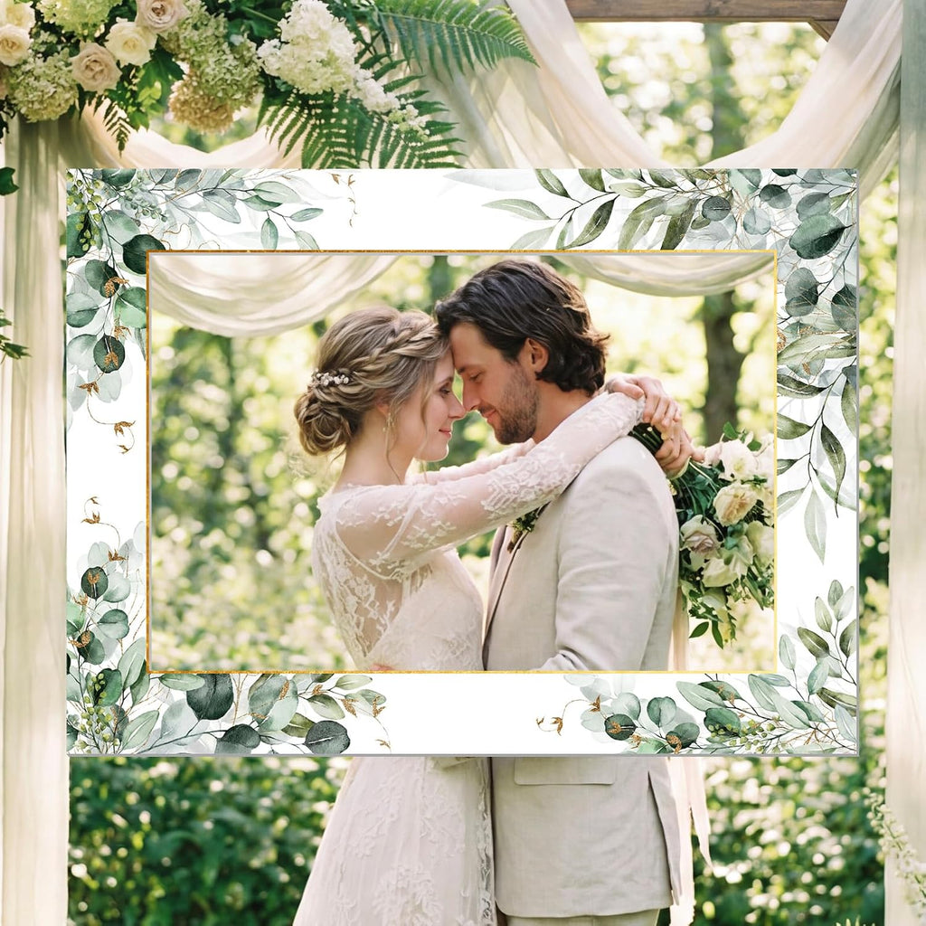 32 x 24 Inch Large Wedding Photo Booth Props Frame, Eucalyptus
