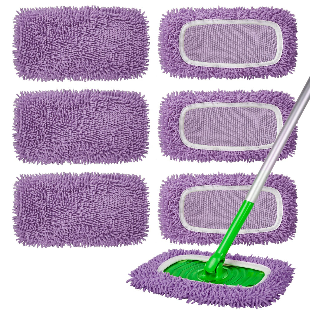 6 Pack Reusable Microfiber Mop Pads for Swiffer Sweeper Mop