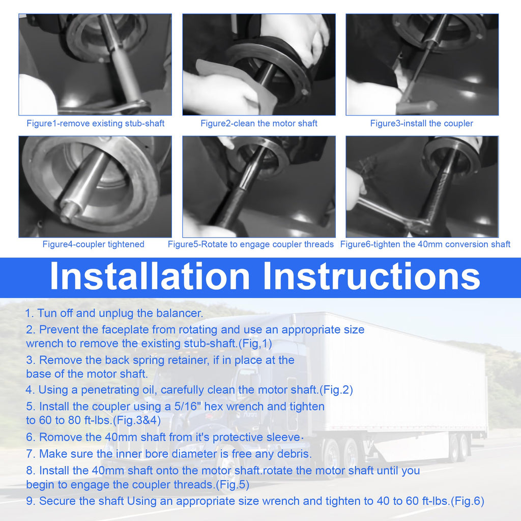 for Coats Wheel Balancer 28mm to 40mm Shaft Conversion Complete Kit