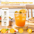 150 Pcs 12oz Plastic Clear Cups, Disposable Wine Cocktail Glasses