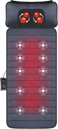 Full Body Massage Mat with Movable Neck Pillow, Shiatsu Back Massager with 10 Vibrating Motors & 4 Heat Levels