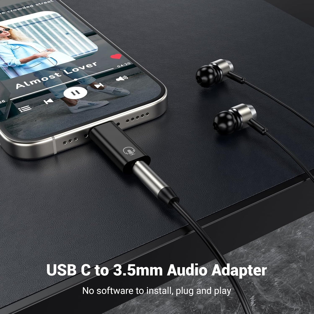 4 Pack USB C to 3.5mm Jack Audio Adapter, USB C to Headphone Jack Adapter Compatible with iPhone17/ 16 Plus 17/16 Pro