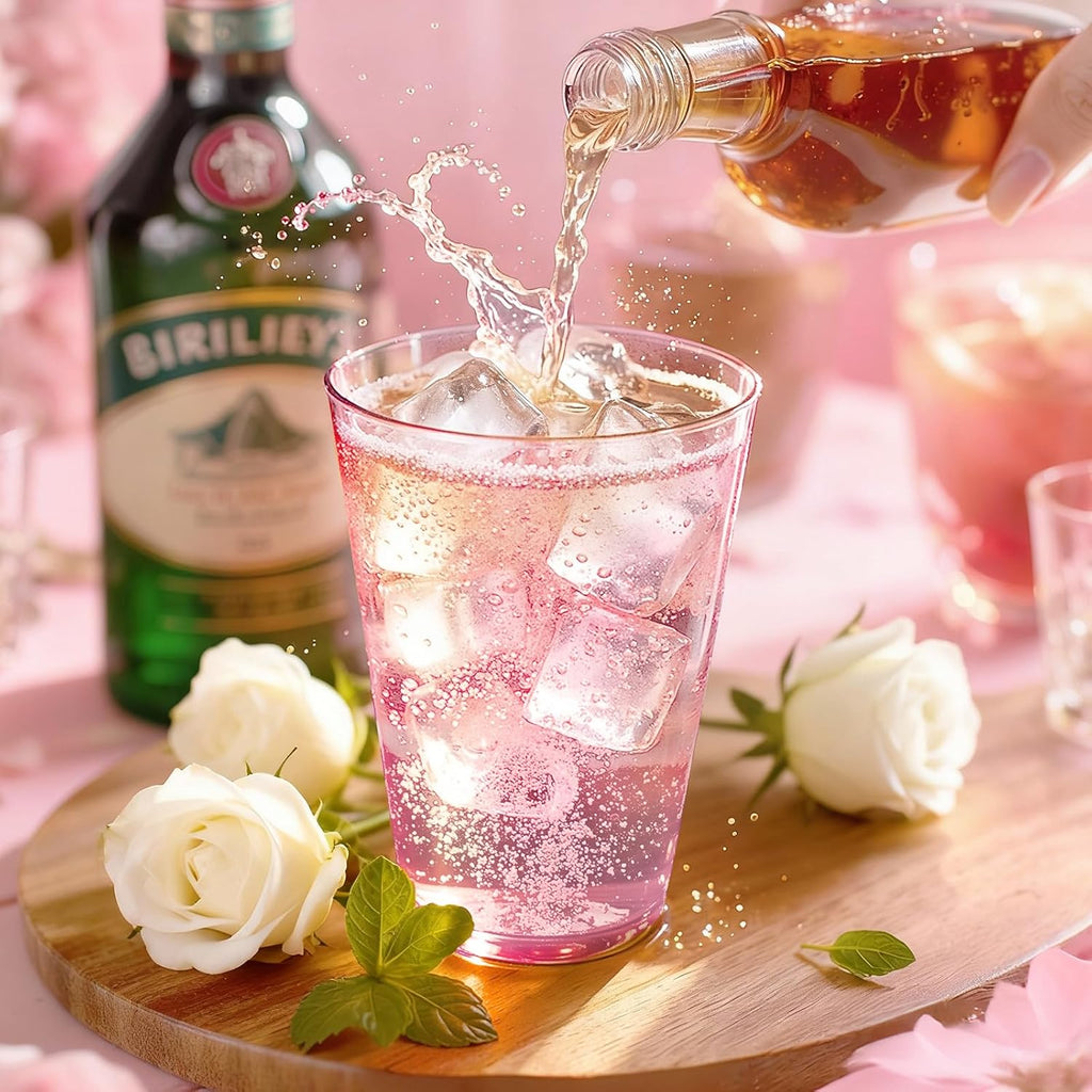 50 Pack 12 oz Pink Disposable Plastic Cups Cocktail Glasses