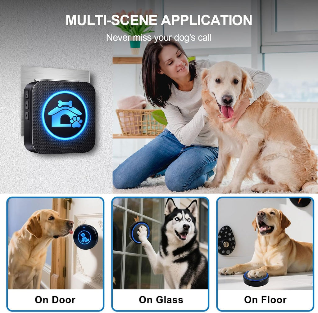 Dog Door Bell for Potty Training, Wireless Dog Doorbells to Go Outside, 1000 Feet Long Range, IP65 Waterproof, 60