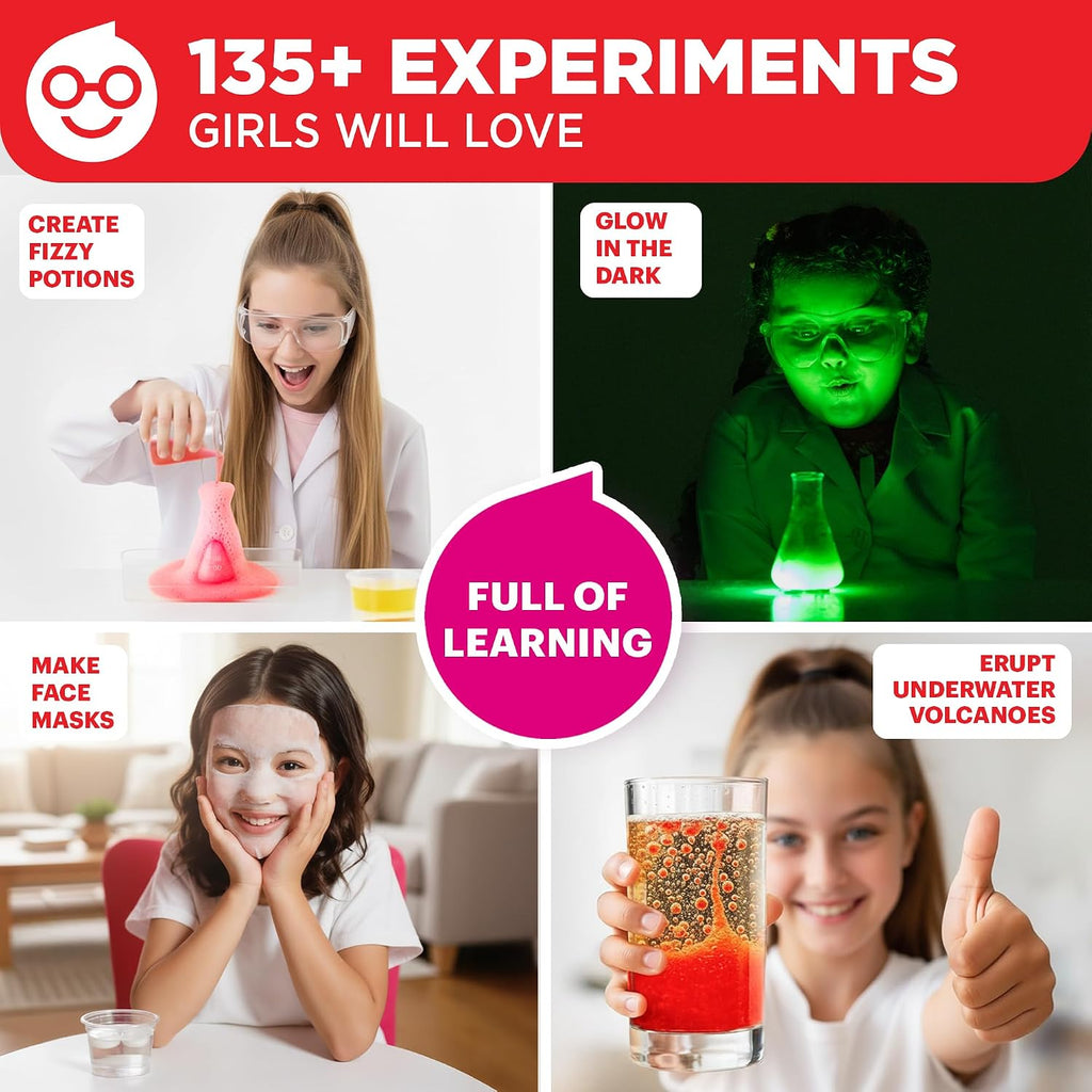 Girls' Ultimate Science Experiments Kit for Kids Ages 8+ | Birthday Gift Ideas for Girls 9, 10, 11, 13, 14, 135+
