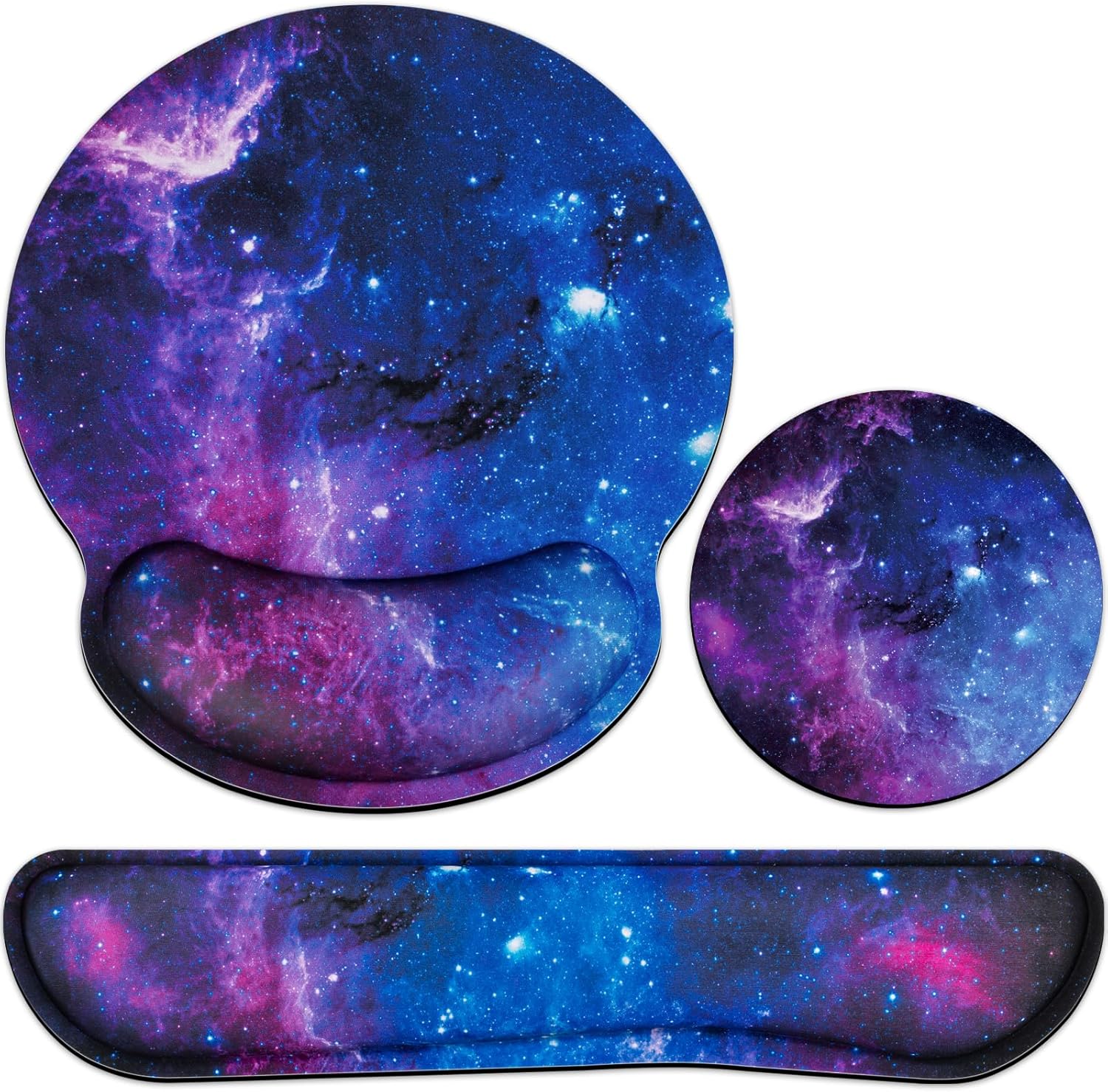 Desk Pad Galaxy, Mouse Pad with Wrist Rest, 3-in-1 Wrist Support Mousepad | Gaming Mat Pad with Anti-Skid