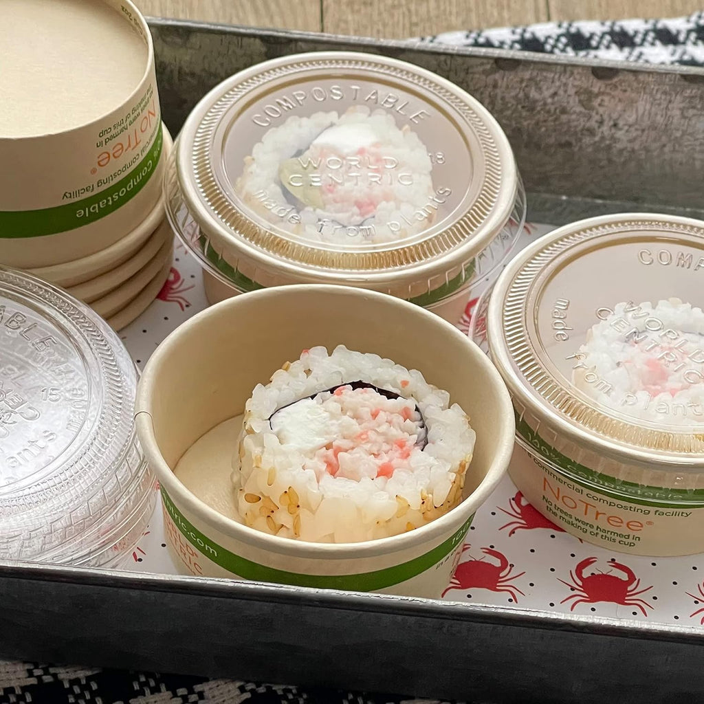 2 Ounce Souffle Cups and Lids - 100% Biodegradable and Compostable - 100 Pack