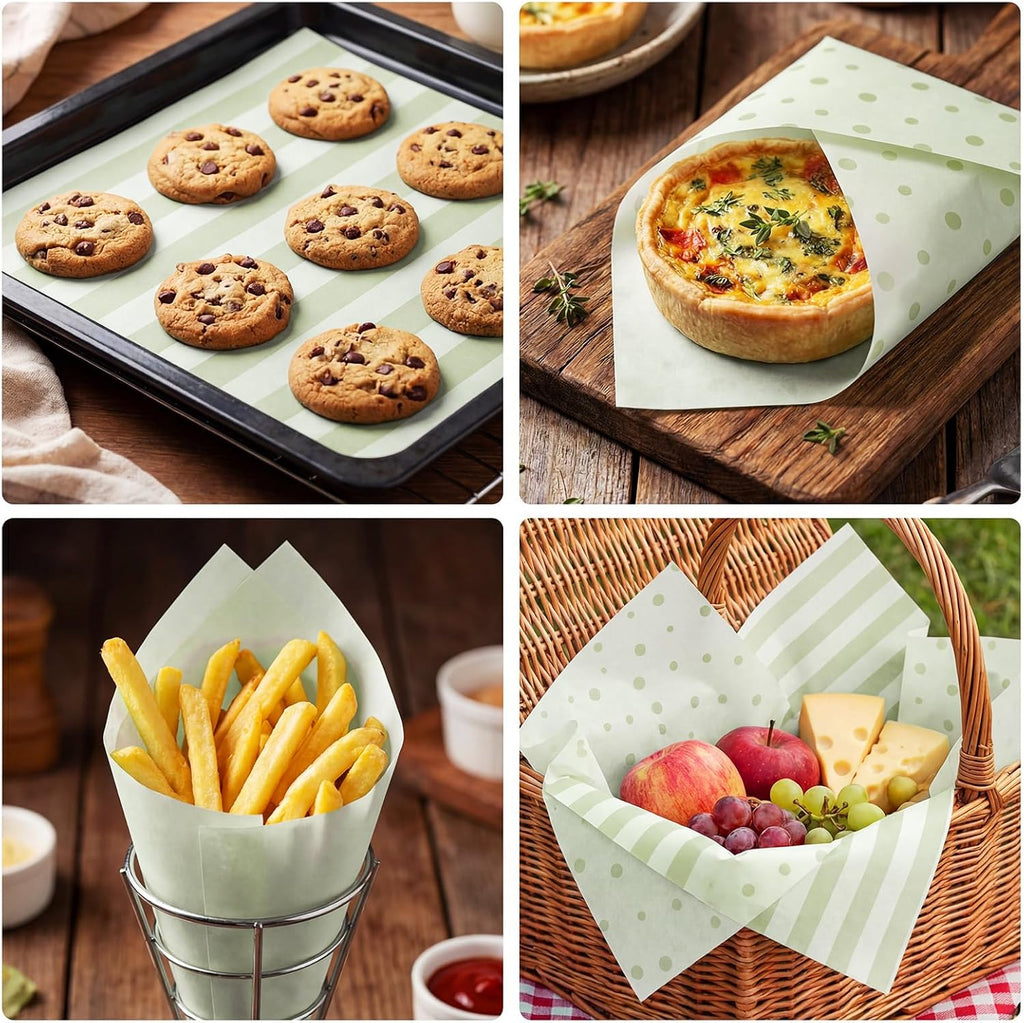 200pcs Sage Green Wax Paper Sheets 7 x 7 Inch Parchment Paper