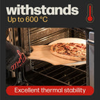 Circular Pizza Stone, 15 Inch Cordierite Stone with Wooden Peel