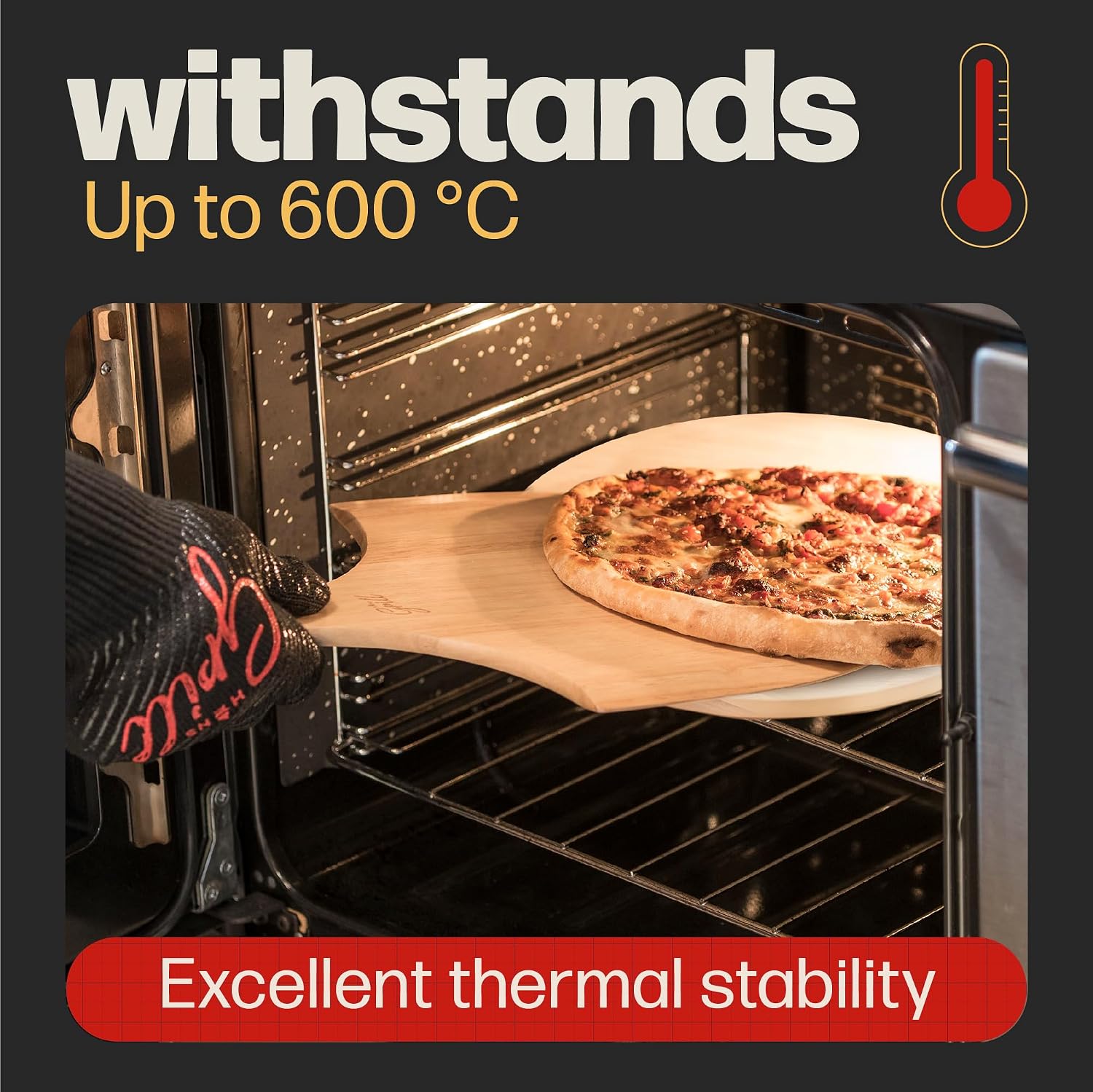 Circular Pizza Stone, 15 Inch Cordierite Stone with Wooden Peel