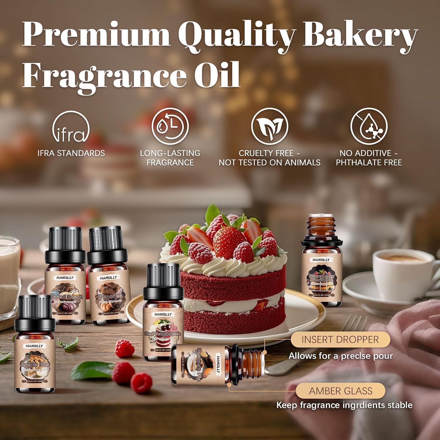 Bakery Essential Oils Set,Dessert Fragrance Oil for Candle & Soap Making | 6 Premium Scented Oils for Diffusers