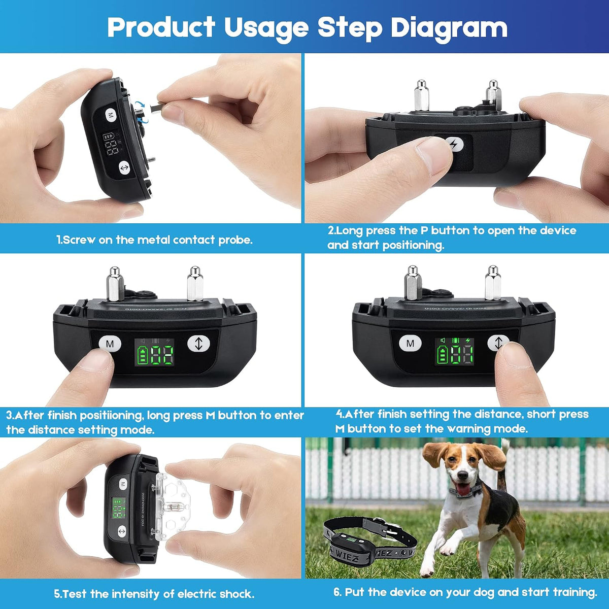 GPS Wireless Dog Fence, Electric Dog Fence for Outdoor, Range 65-3281ft, Adjustable Warning Strength, Rechargeable