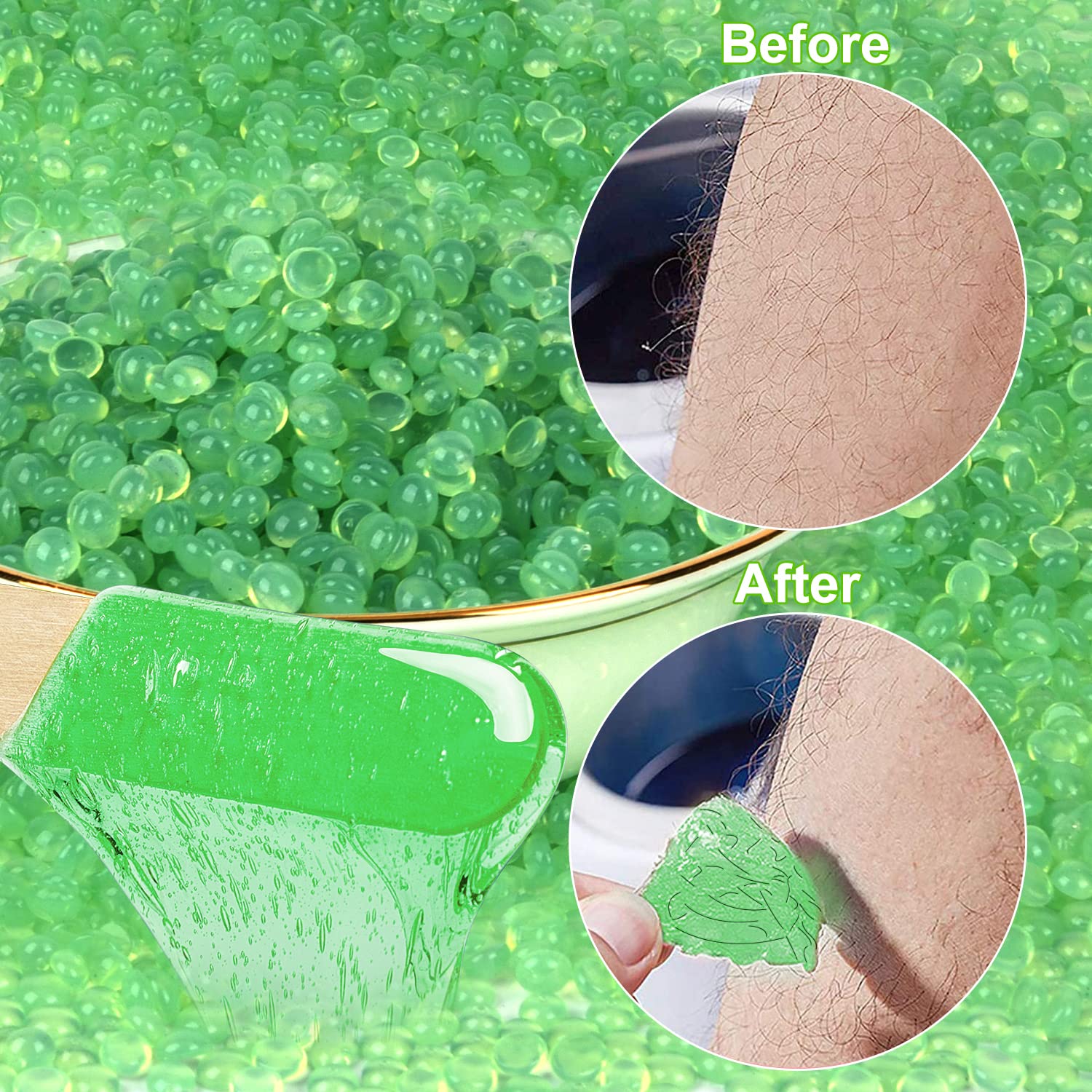 Hard Wax Beads for Brazilian Waxing, At Home Pearl Wax for Bikini, Face, Eyebrow, Legs - 300g (10 Oz) with 10 Wax