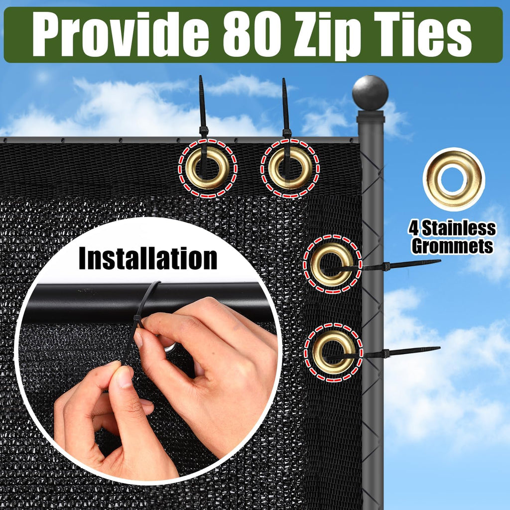 Black 6FT X 50FT Outdoor Privacy Screen Fence & Mesh Shade Net Cover, Ideal for Garden and Backyard - Enhances